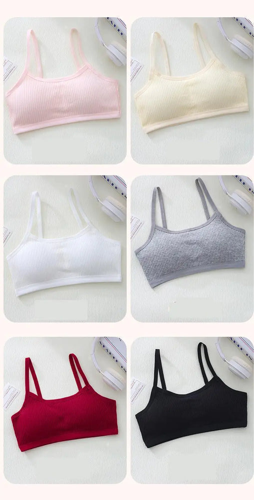 Ribbed Cotton Training Bra | Soft Girls' Sports Vest