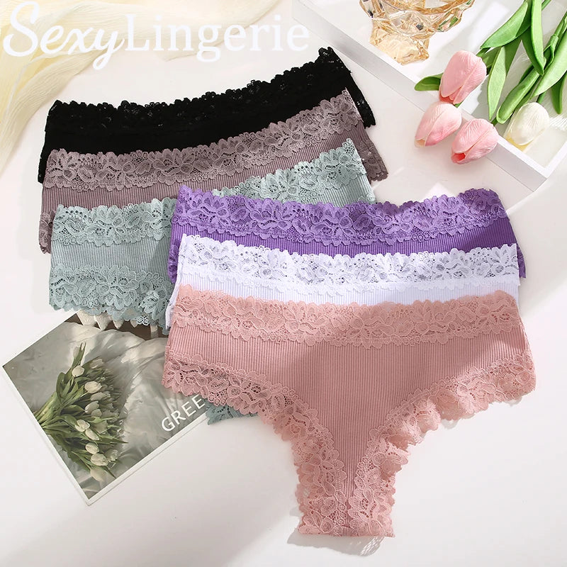 Lace-Trim Cotton Bikini – Low-Rise Comfort Knickers