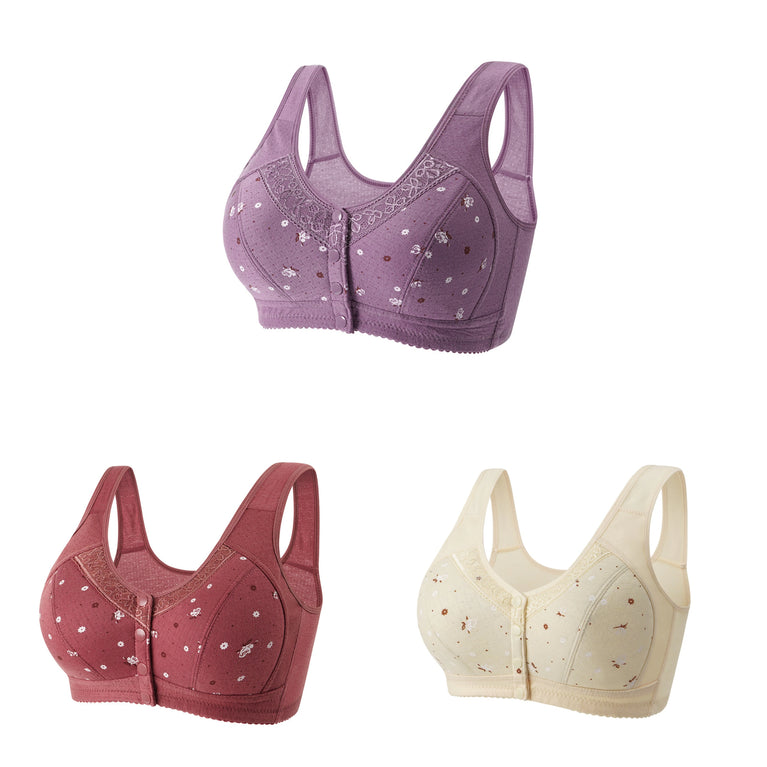 Front-Closure Seamless Bra Set – Wireless Sexy Lace Support