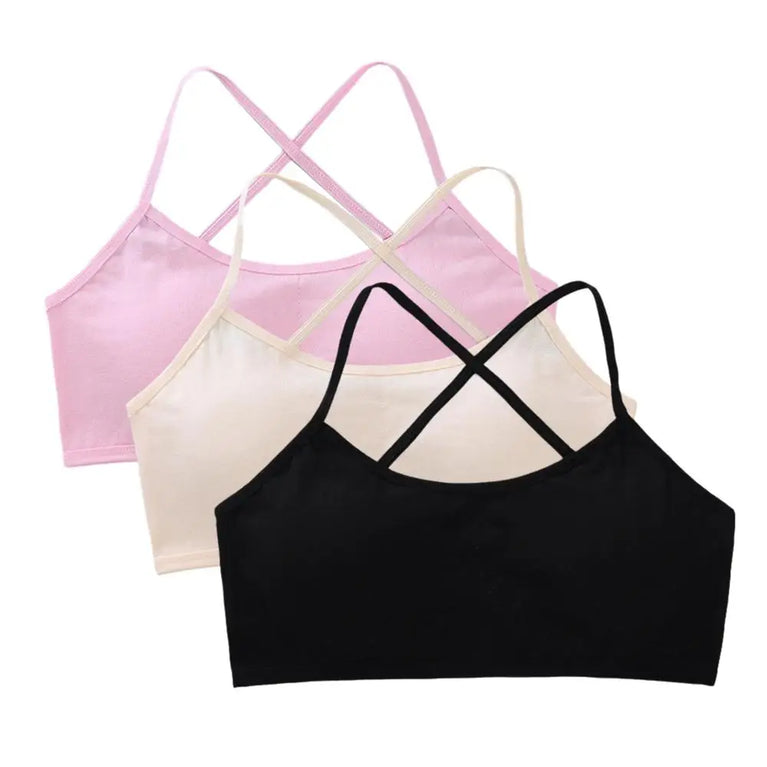 3-Pack Cotton Training Bras | Soft Teen First Camisole