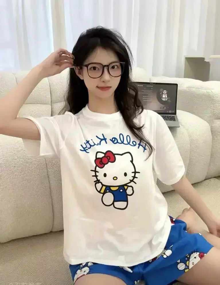 Hello Kitty Summer Pajama Set | Cute Cartoon Short-Sleeve  Specifications