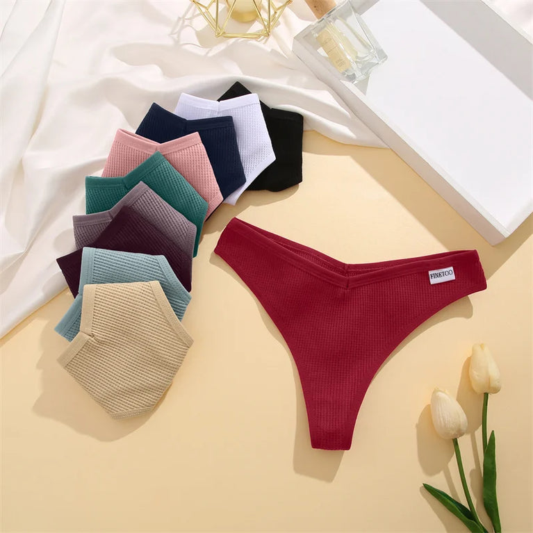 Waffle Cotton Thongs (3-Pack) – Low-Rise Comfortable G-Strings