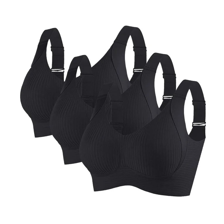 3PCS OllyMurs Push-Up Bra | Seamless V-Neck Wireless Fit