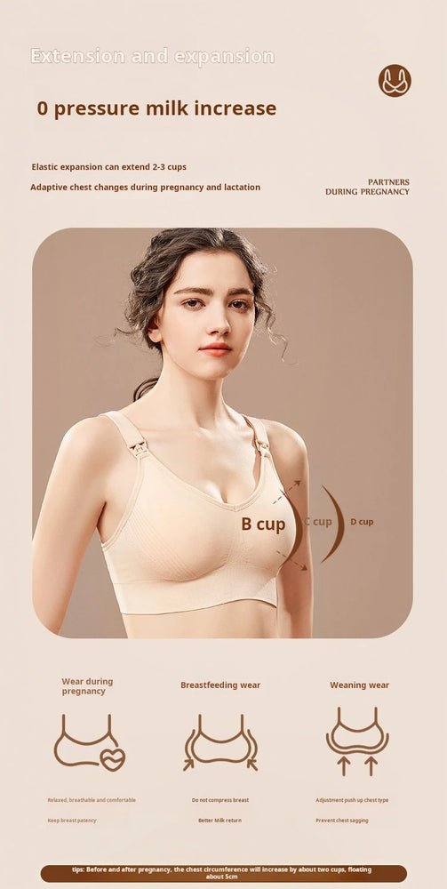 Seamless Maternity Nursing Bra – Wireless Push-Up Comfort