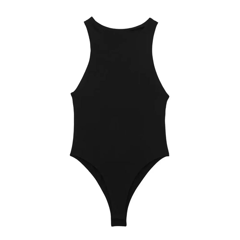 Halter Neck Skinny Bodysuit | Sexy Sleeveless Snap-Button Playsuit