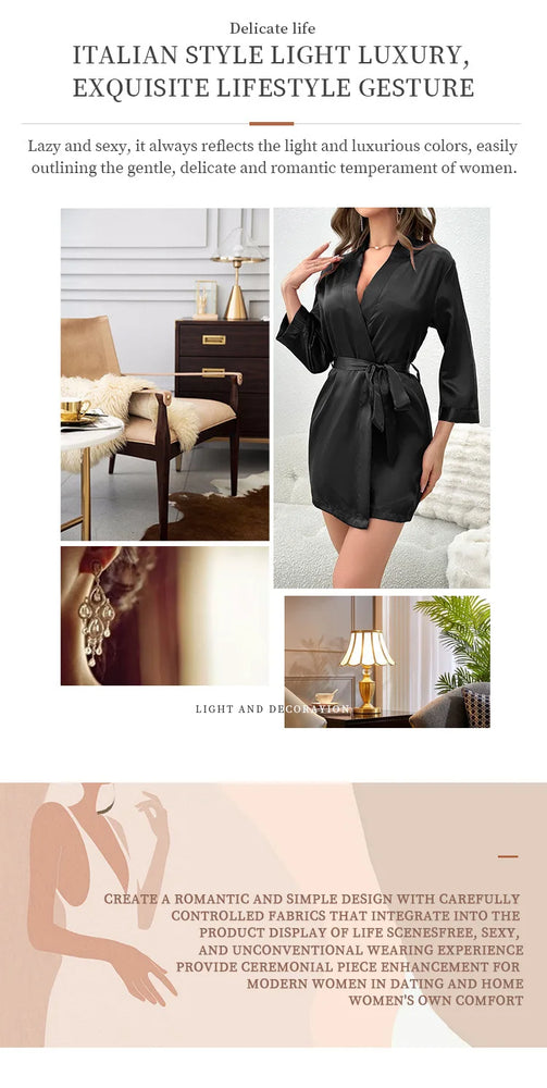 Short Silky Satin Robe | Bride & Bridesmaid Bathrobe