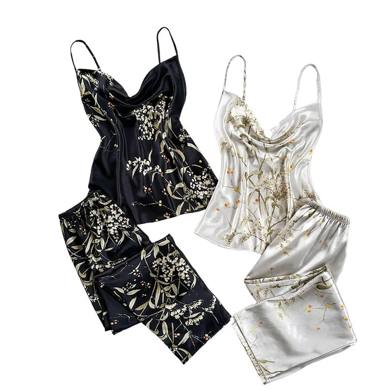 Women’s Sexy V-Neck Pajama Set | Sleeveless Cami & Pants