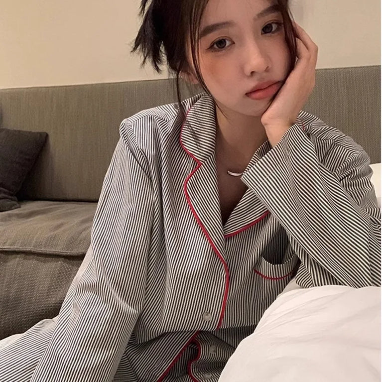 Women’s Soft Striped Pajama Set | Long Sleeve & Trousers