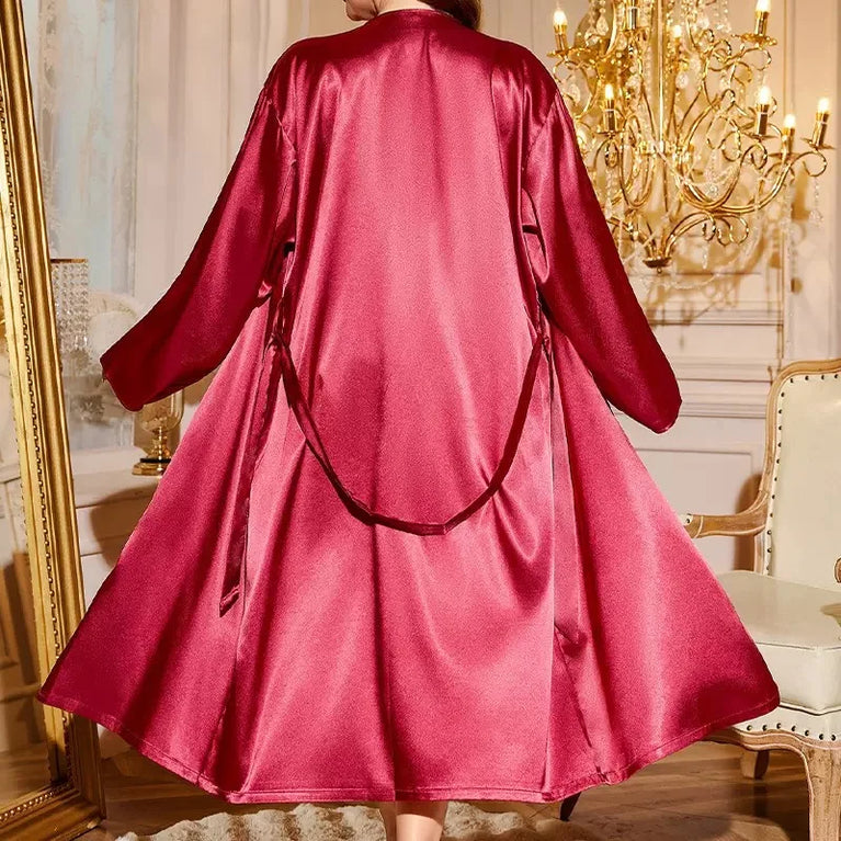Sexy Minimalist Silk-Feel Set | 2-Piece Autumn Robe Duo