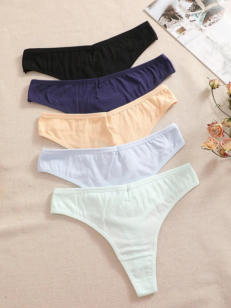 Comfort Cotton G-Strings (5-Pack) – Low-Rise Breathable T-Back Thongs