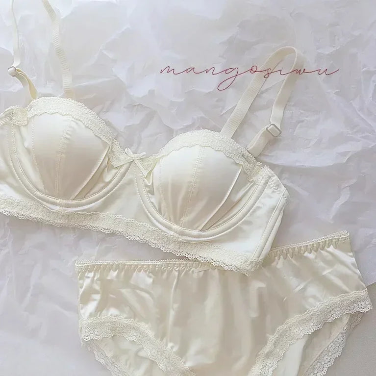 Luxury Satin Deep V Bra | Soft Steel-Free Push-Up Lingerie