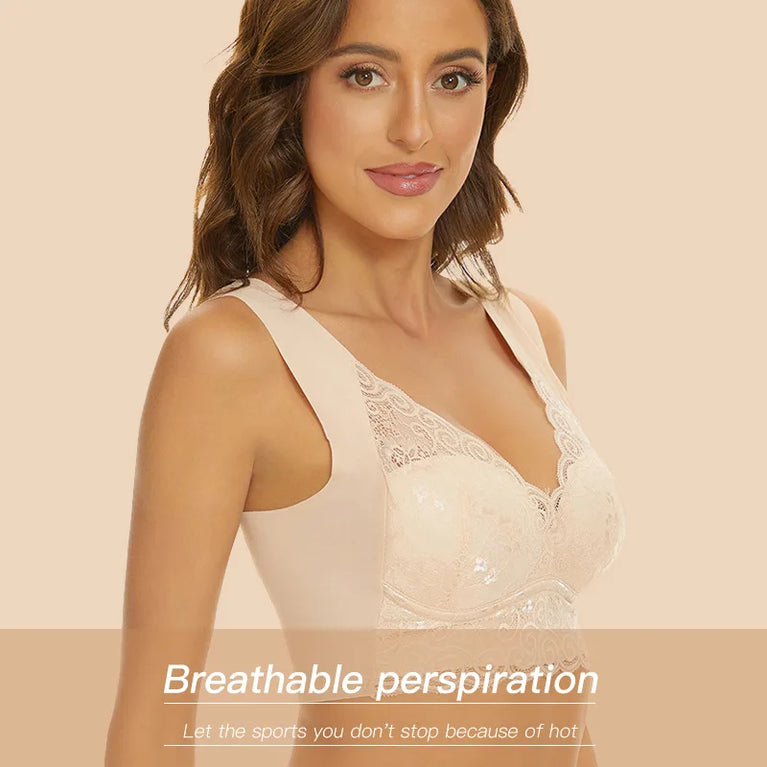 Seamless Lace Bra | Wireless Full-Cup Push-Up
