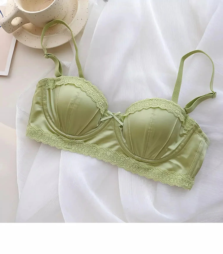 Luxury Satin Deep V Bra | Soft Steel-Free Push-Up Lingerie