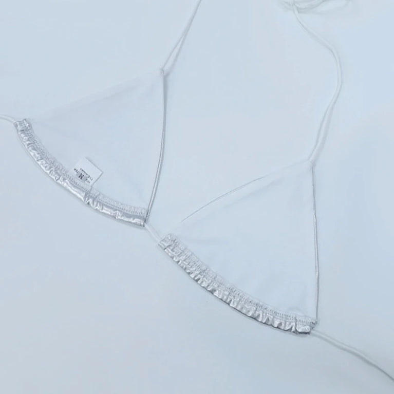 Metallic Silver Halter Bralette | Sexy Seamless Camisole