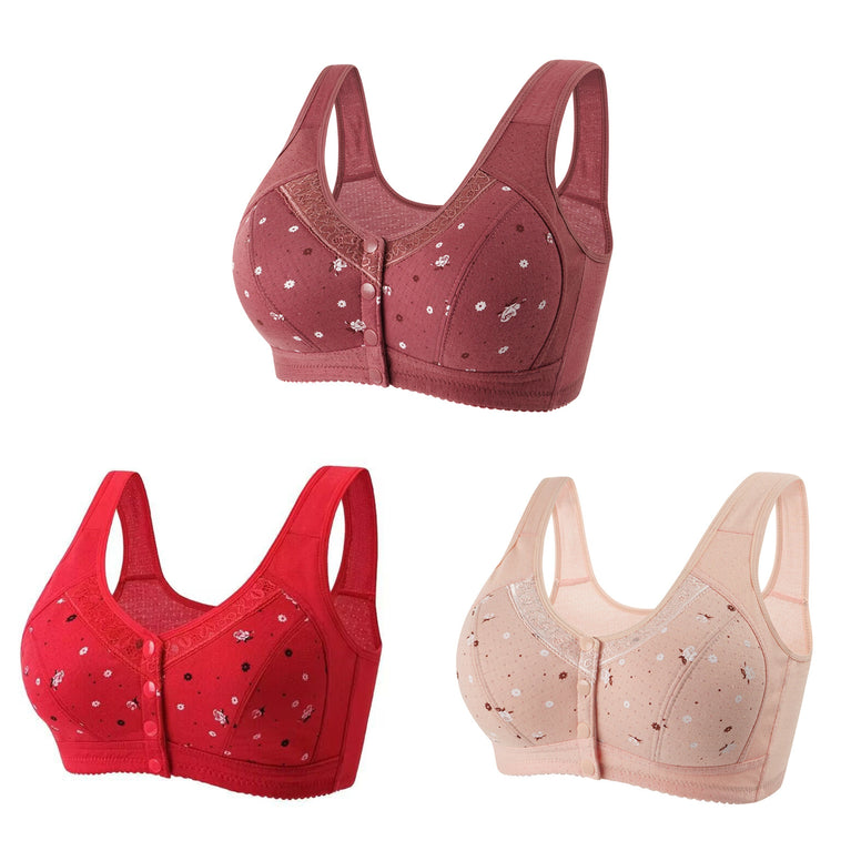 Front-Closure Seamless Bra Set – Wireless Sexy Lace Support
