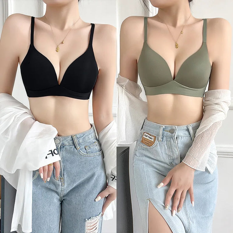 FallSweet 3PCS Seamless Push-Up Bra | Wireless Glossy Comfort