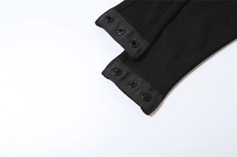 Hollow-Out Gothic Bodysuit | Sexy Woven Spring Top