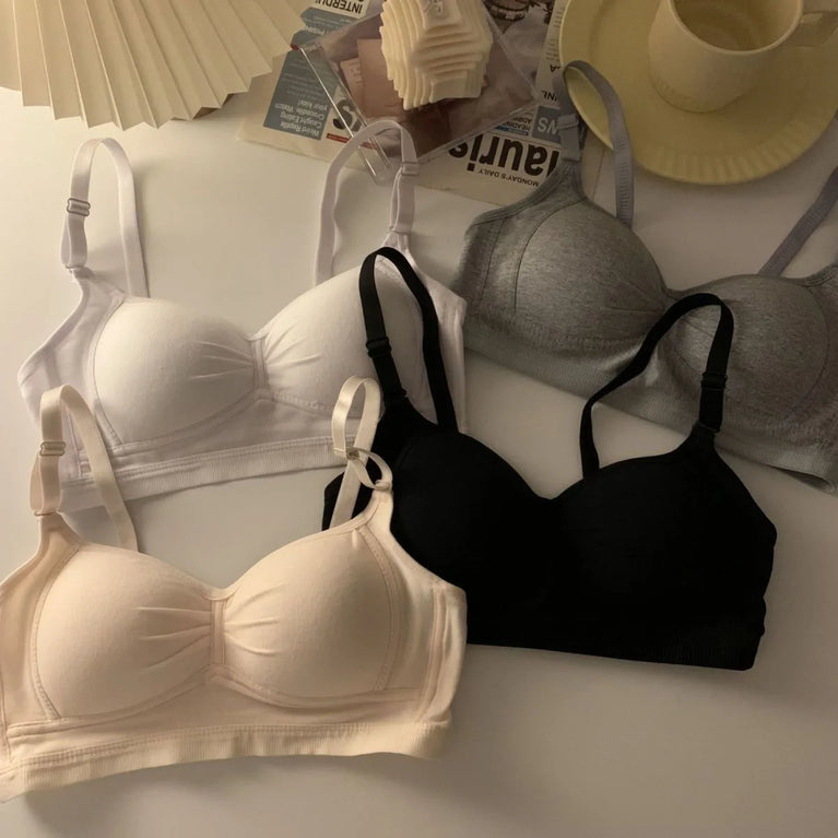Pure Cotton Wireless V-Neck Bra | Anti-Sagging Comfort