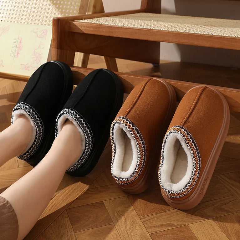 Plush Winter Platform Slippers | Warm Non-Slip Home Shoes