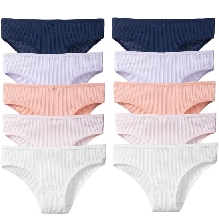 10pc Soft Cotton Briefs | Sexy Breathable Low-Waist Set