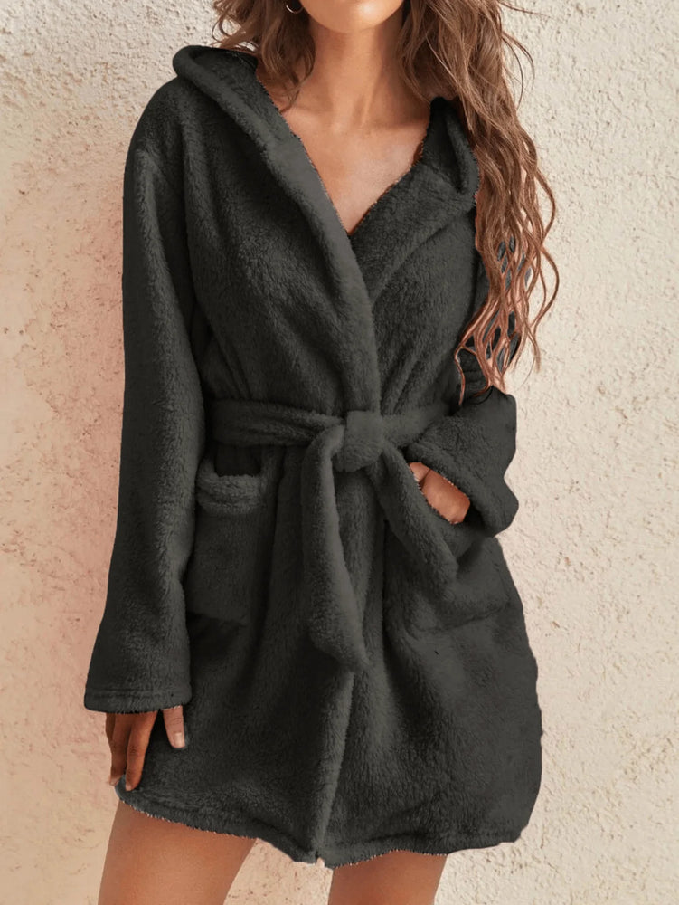 Women’s Thick Hooded Fleece Robe | Cozy Winter Bathrobe