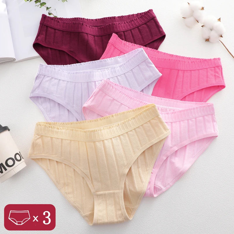 3pc Breathable Cotton Briefs | Low-Waist Dopamine Summer Set
