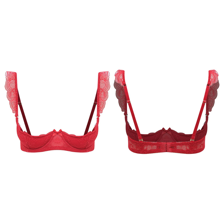 Floral Lace Half-Cup Underwire Bra – Romantic Ruffled Lingerie