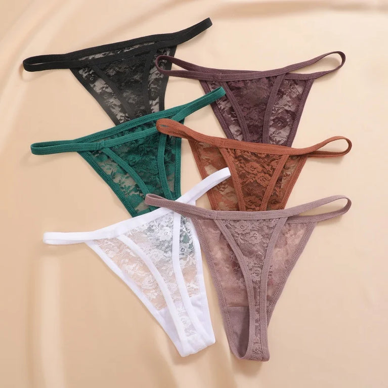7pc Lace G-Strings | Floral Low-Rise Sexy Thongs