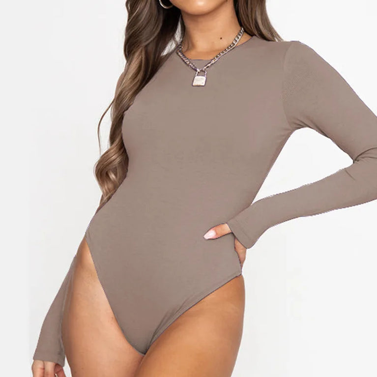 High-Stretch Long Sleeve Bodysuit | All-Season Bodycon Jumpsuit