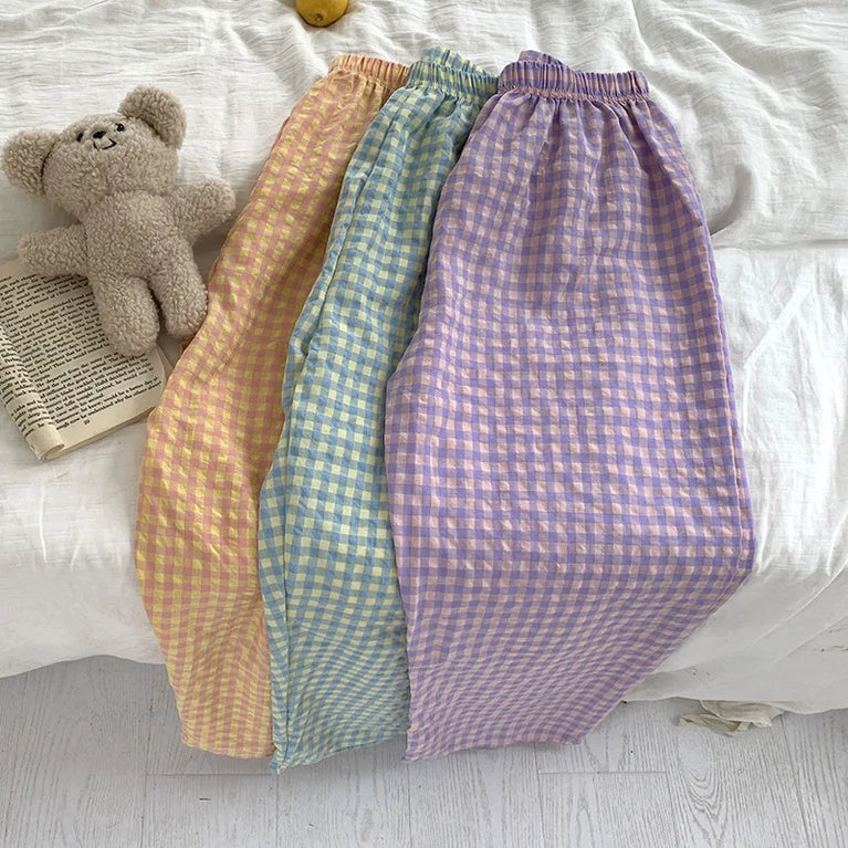 Loose Plaid Pajama Pants | Thin Summer Home Trousers