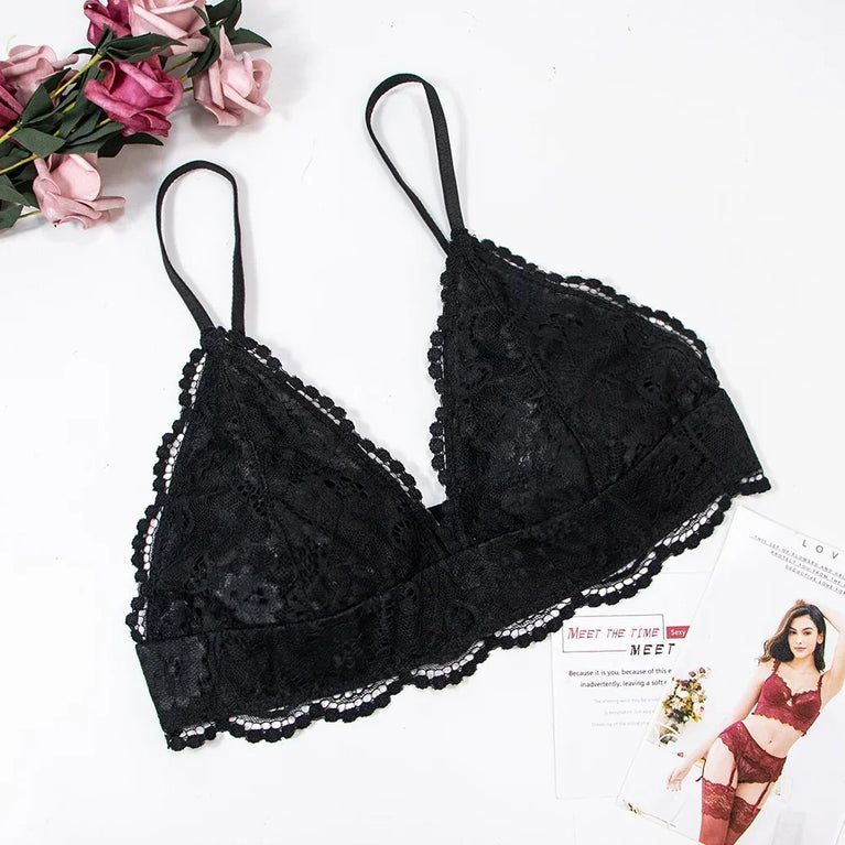 Seamless Floral Lace 4-Piece Lingerie Set – Sexy Underwire Bra & Robe