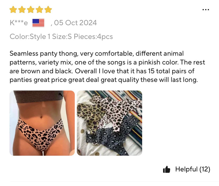 5pc Leopard Thongs | Seamless Ice Silk G-Strings