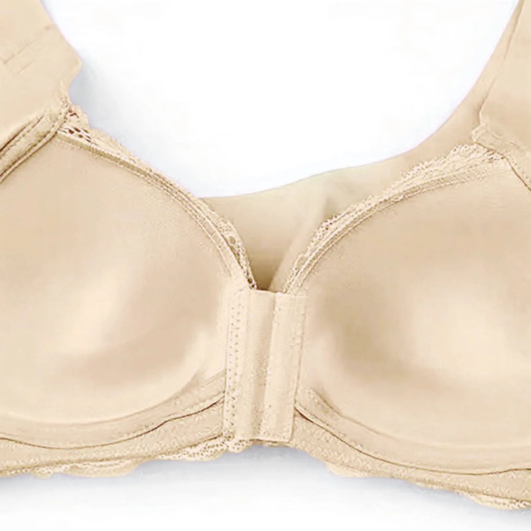 Lace Front-Buckle Vest Bra – Seamless Wireless "Gather" Support