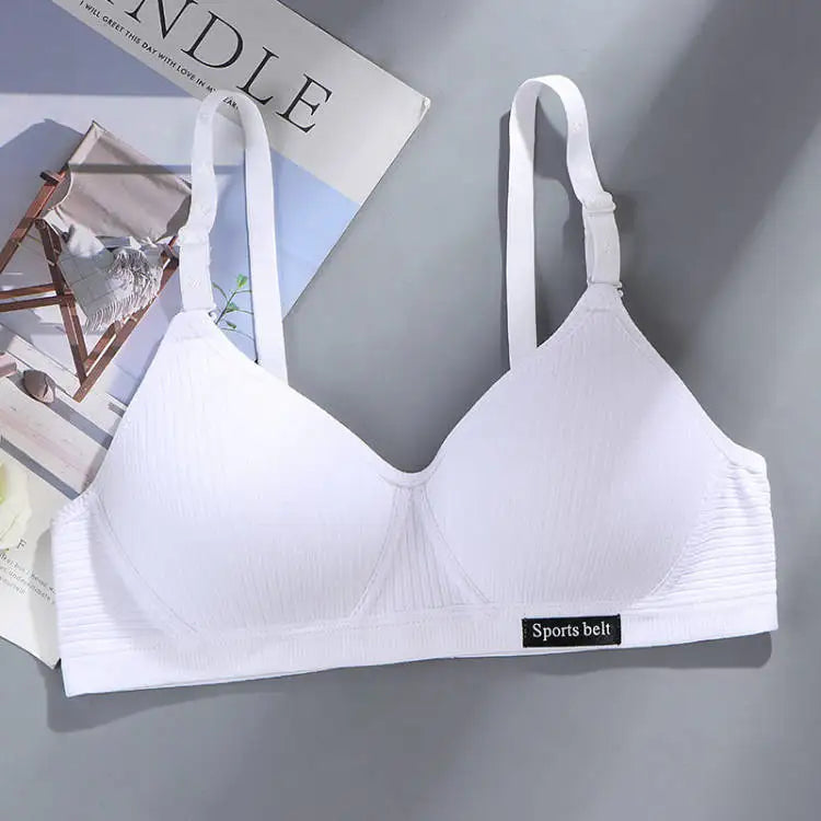 Cotton Wireless Bra – Seamless V-Shape Gathering for AB Cups