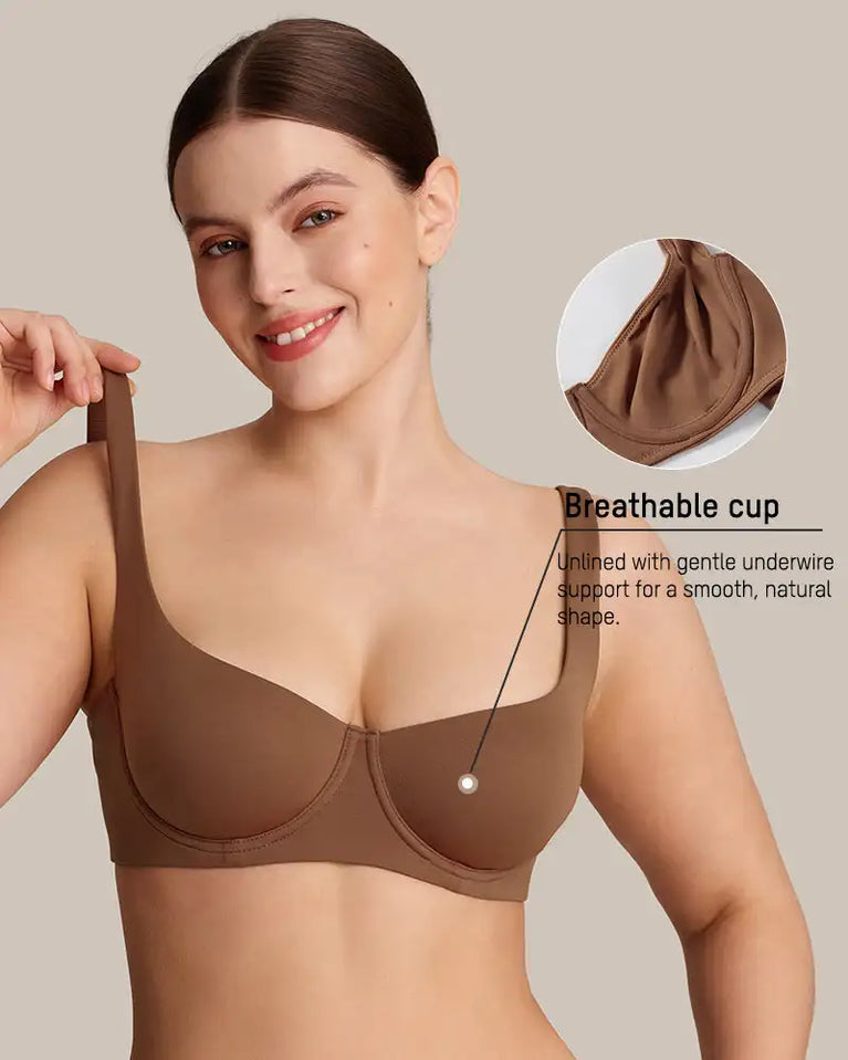 Full Support Seamless Balconette Bra | Unlined Invisible Duo