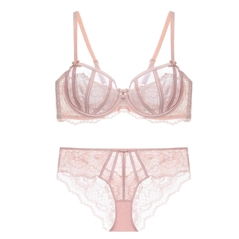 French Floral Lace Bra Set | Ultra-Thin Underwire Minimiser