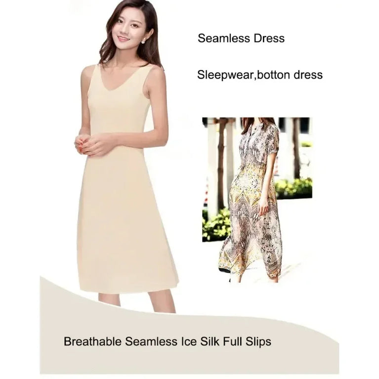 Seamless Ice Silk Full Slip | Plus Size Underskirt