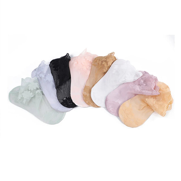 Women Lace Transparent Invisible Boat Socks for Summer Comfort