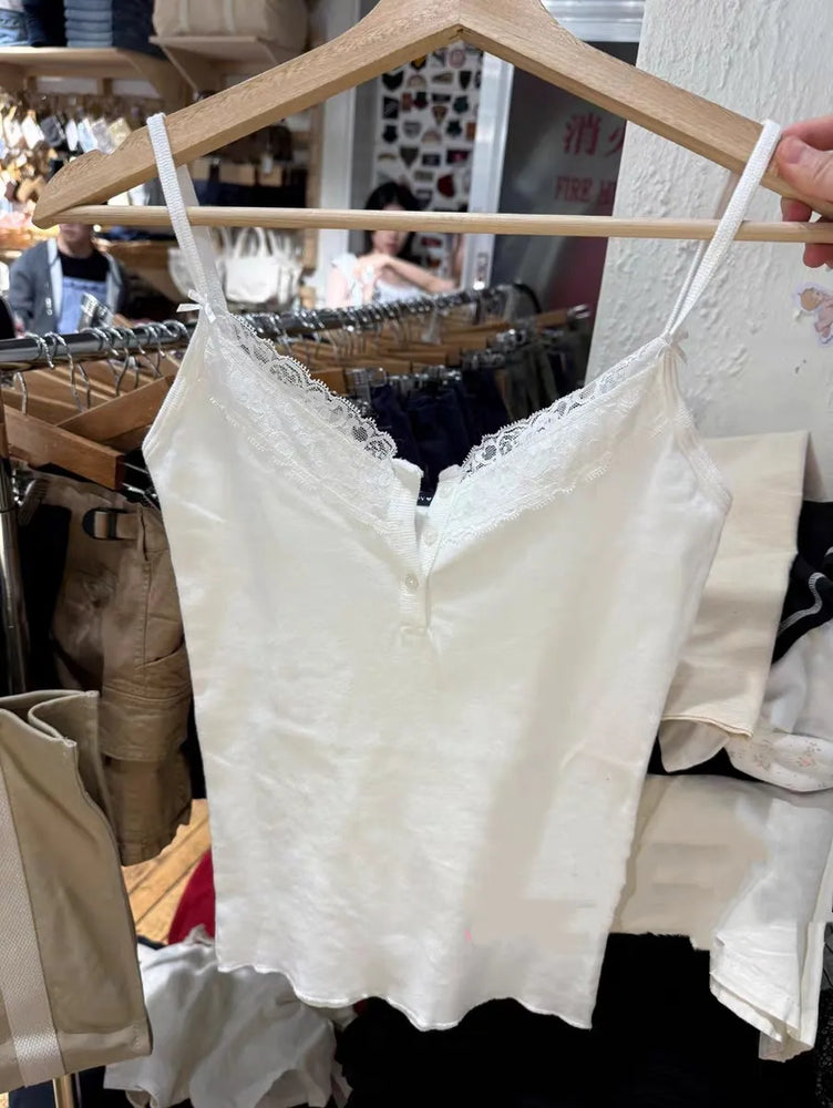 Vintage Lace Patchwork Tank Top | Sweet Y2K Summer Camisole