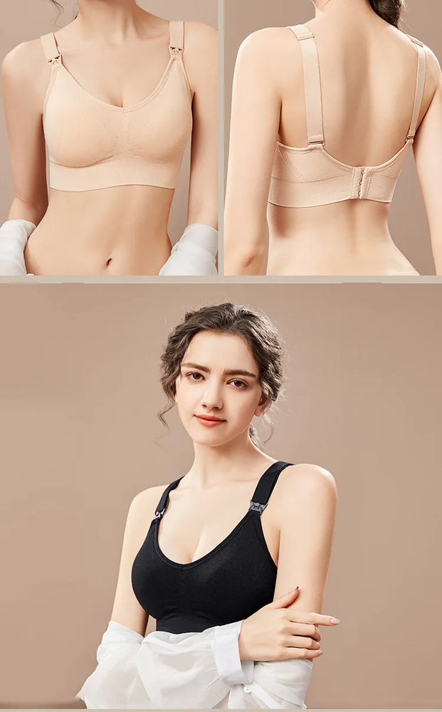 Seamless Maternity Nursing Bra – Wireless Push-Up Comfort