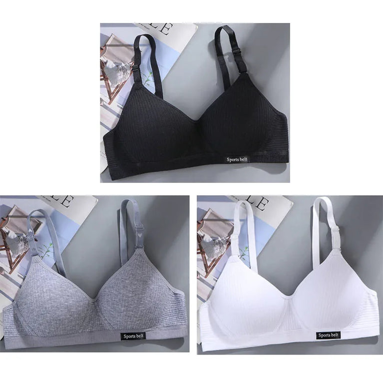 3-Piece Thin Teens Sport Seamless Training Bra Set – Soft & Skin-Friendly