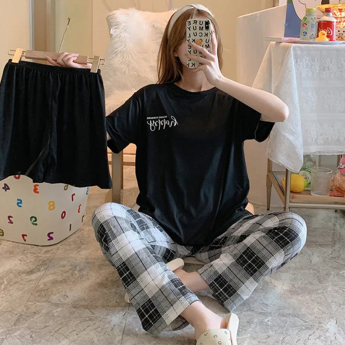 Women’s 3-Piece Summer Pajama Set | Short Sleeve & Trousers