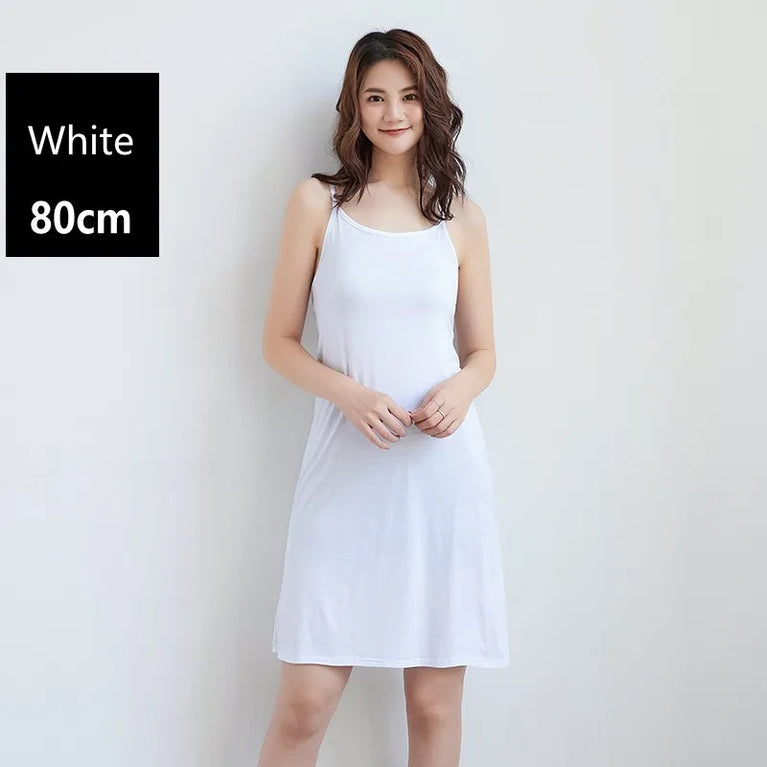 Elegant Modal Full Slip Dress Sleeveless Camisole Inner Dress