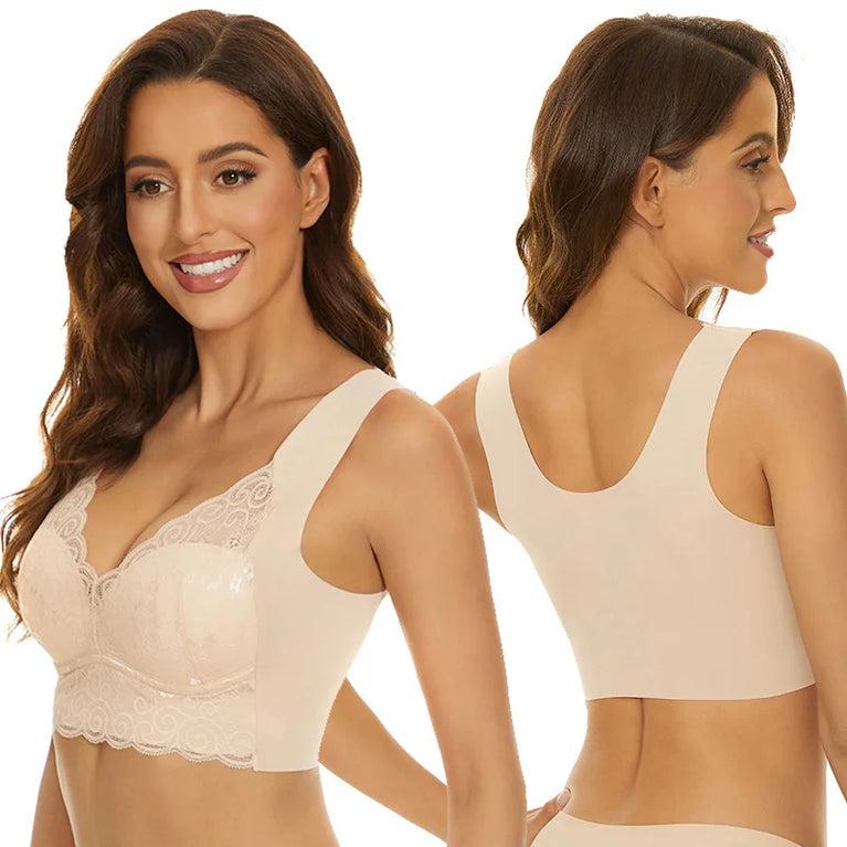 Seamless Lace Bra | Wireless Full-Cup Push-Up