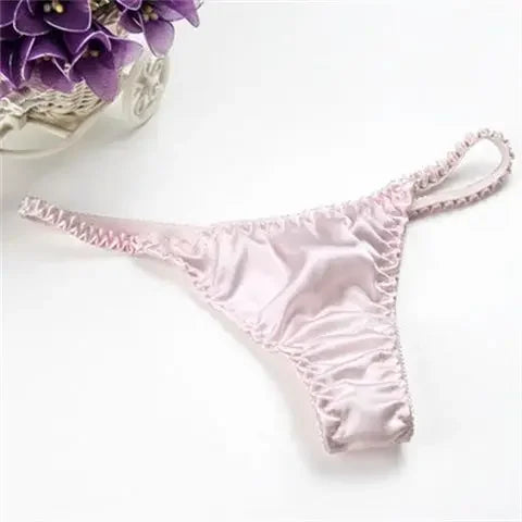 100% Pure Mulberry Silk G-String – Breathable Low-Rise Luxury Thong for Women
