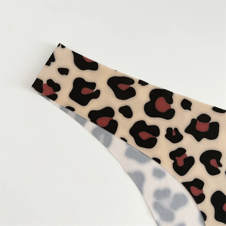 5pc Leopard Thongs | Seamless Ice Silk G-Strings