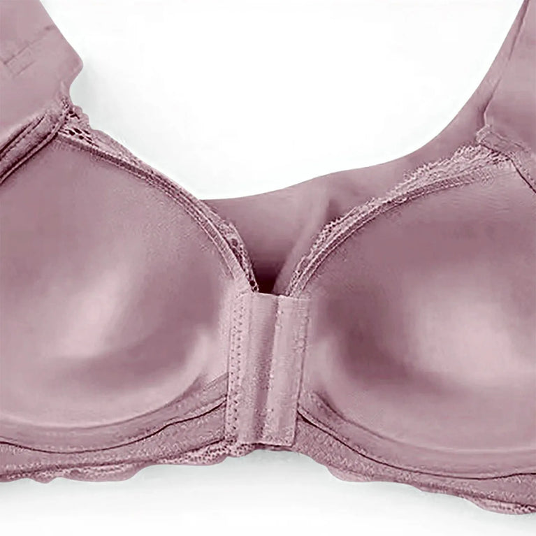 Lace Front-Buckle Vest Bra – Seamless Wireless "Gather" Support