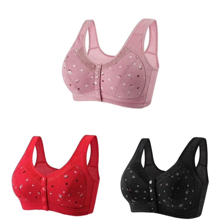 Front-Closure Seamless Bra Set – Wireless Sexy Lace Support