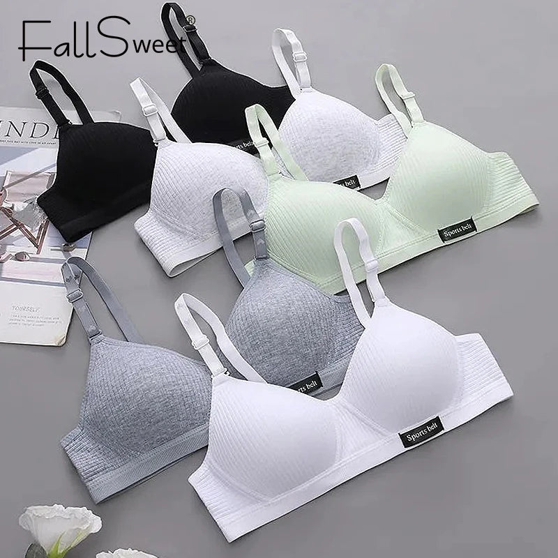 Cotton Wireless Bra – Seamless V-Shape Gathering for AB Cups