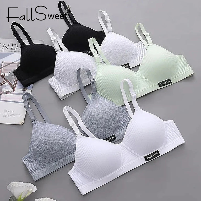 Cotton Wireless Bra – Seamless V-Shape Gathering for AB Cups